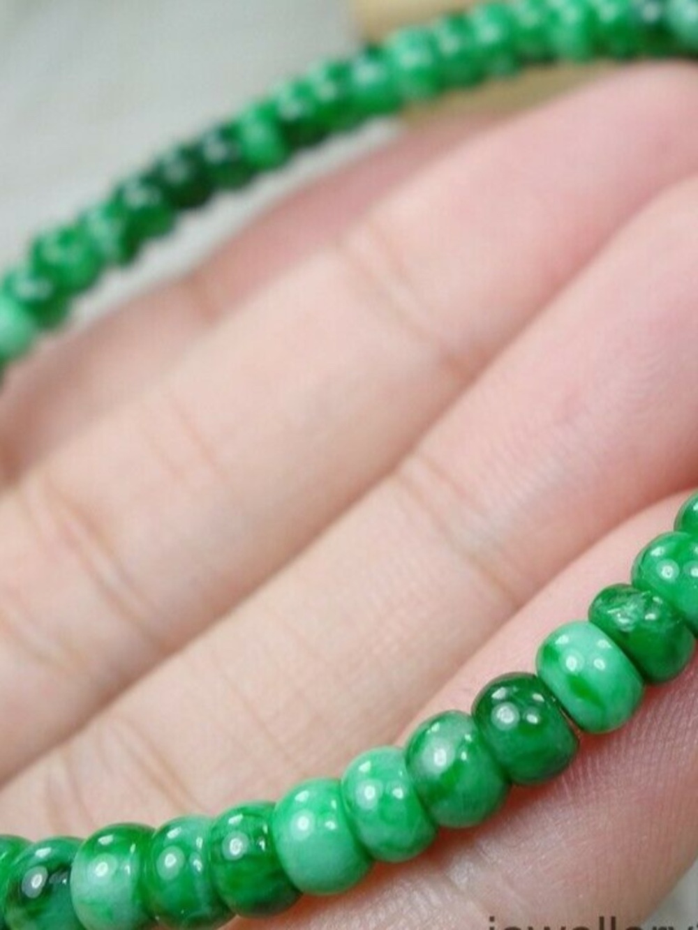 Certified Green 100% Natural A Jadeite jade Beads Bracelet 算盘珠 手链